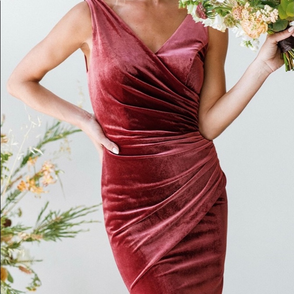 Revelry Dawson Velvet Dress in Terracotta Size 2 Petite Maxi Length